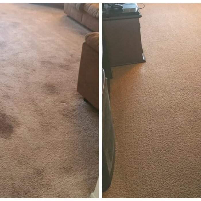 Before and after carpet cleaning photo